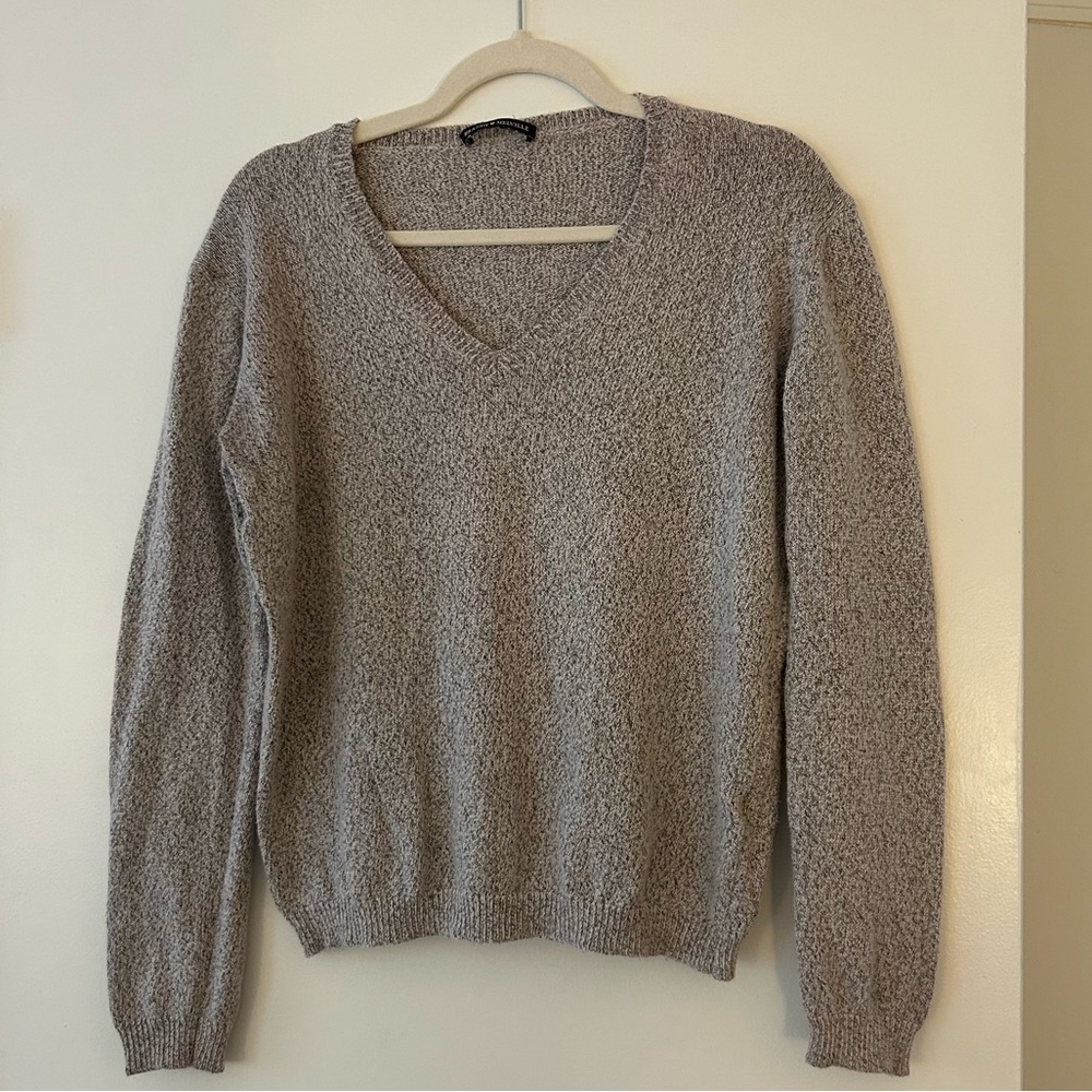 Brandy Melville Heathered Gray V-Neck Sweater